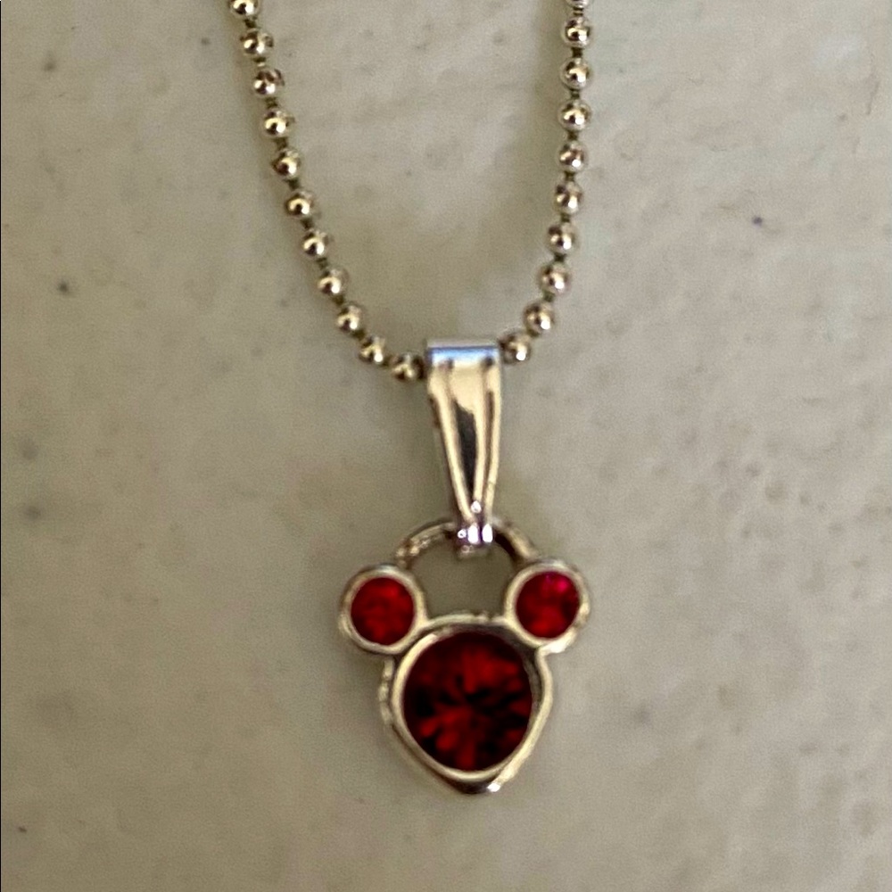 Disneyland Mickey Mouse red and silver necklace